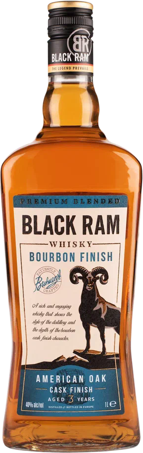 Изображение товара Виски Black Ram Bourbon Finish 3 года 1л — купажированный виски из Болгарии