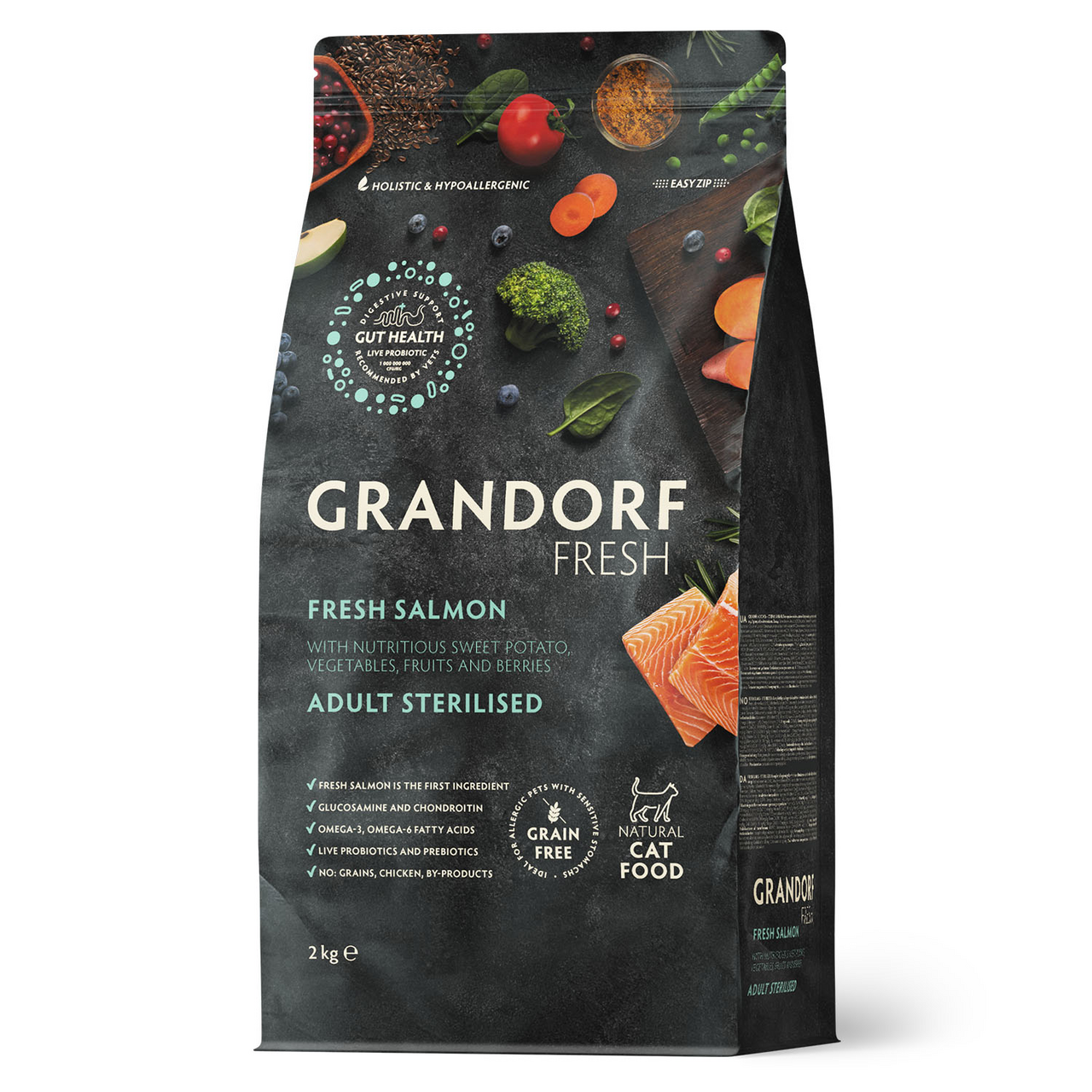 Изображение товара Корм сухой Grandorf Fresh для стерилизованных кошек лосось и батат, 2кг