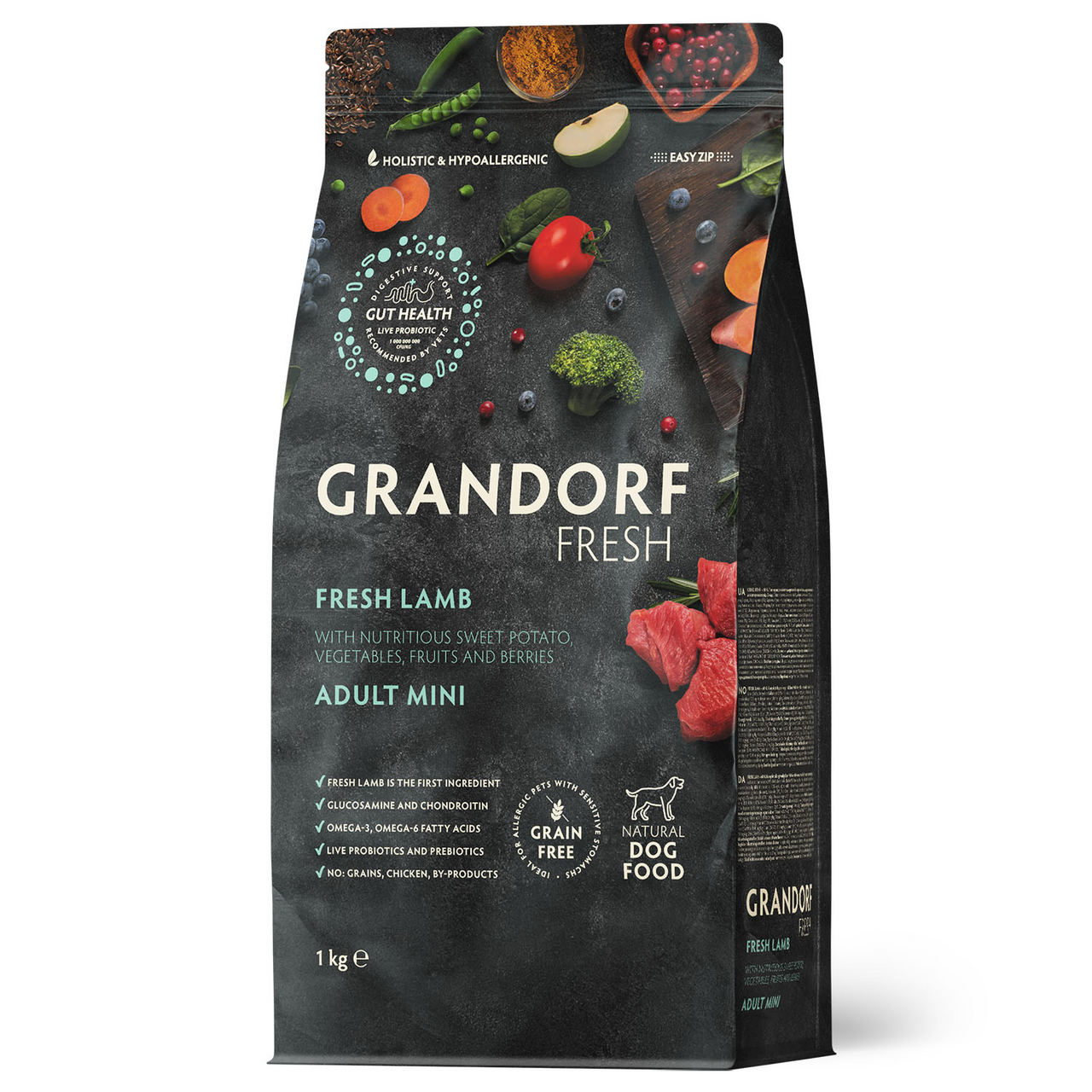 Изображение товара Корм сухой Grandorf Fresh для взрослых собак миниатюрных пород ягненок с бататом, 1кг