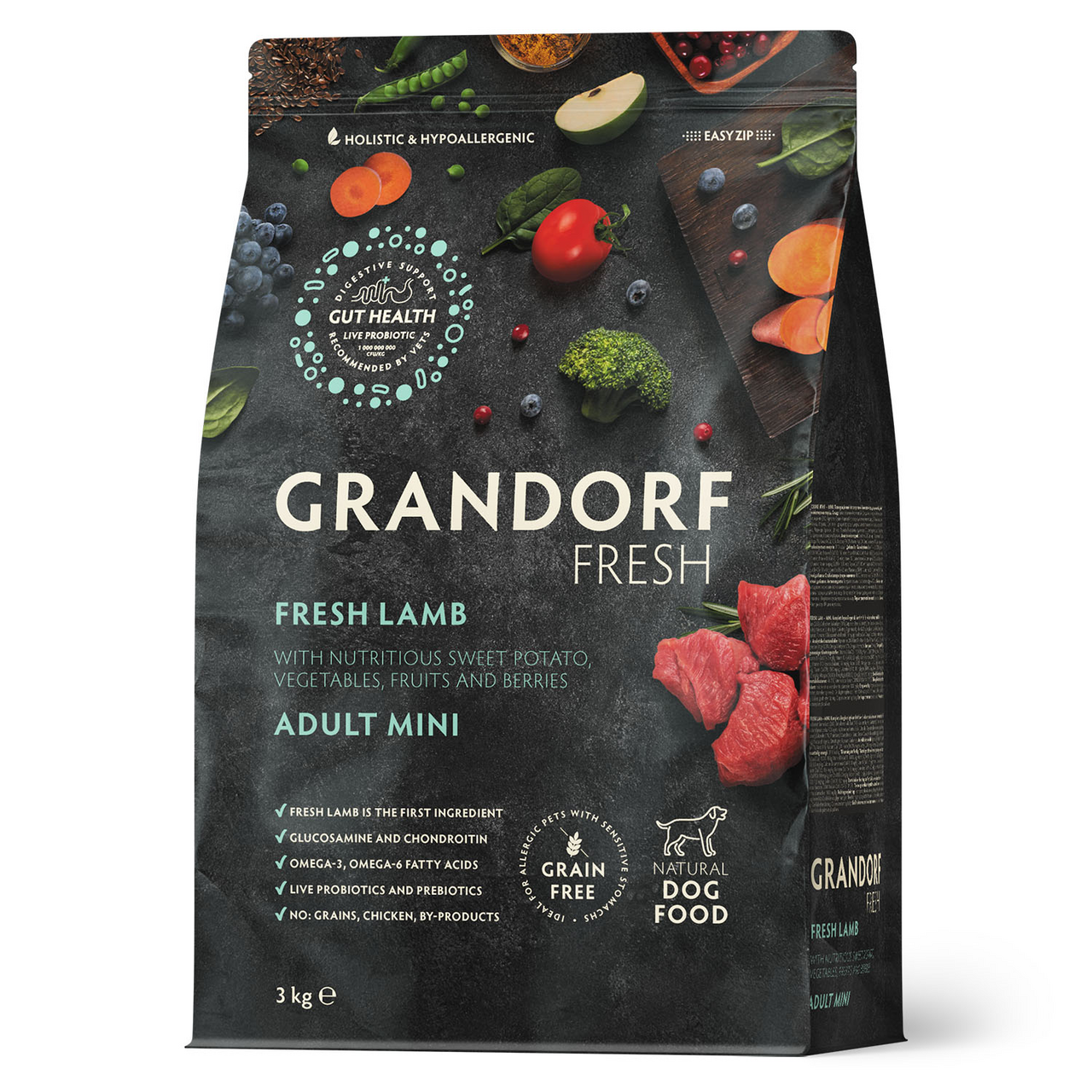 Изображение товара Корм сухой Grandorf Fresh для взрослых собак миниатюрных пород ягненок с бататом, 3кг