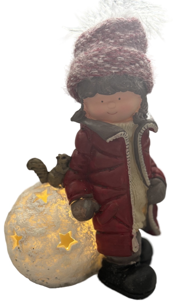 Фигурка Девочка со светящимся снежком Led, 15 x 11 x 24см