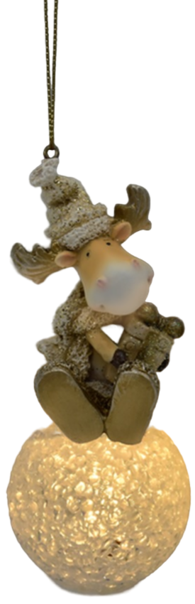 Украшение елочное Олень на светящемся шаре Led, 6 x 6 x 14.3см