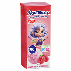 Коктейль молочный Растишка малиновое мороженое 2%, 210г