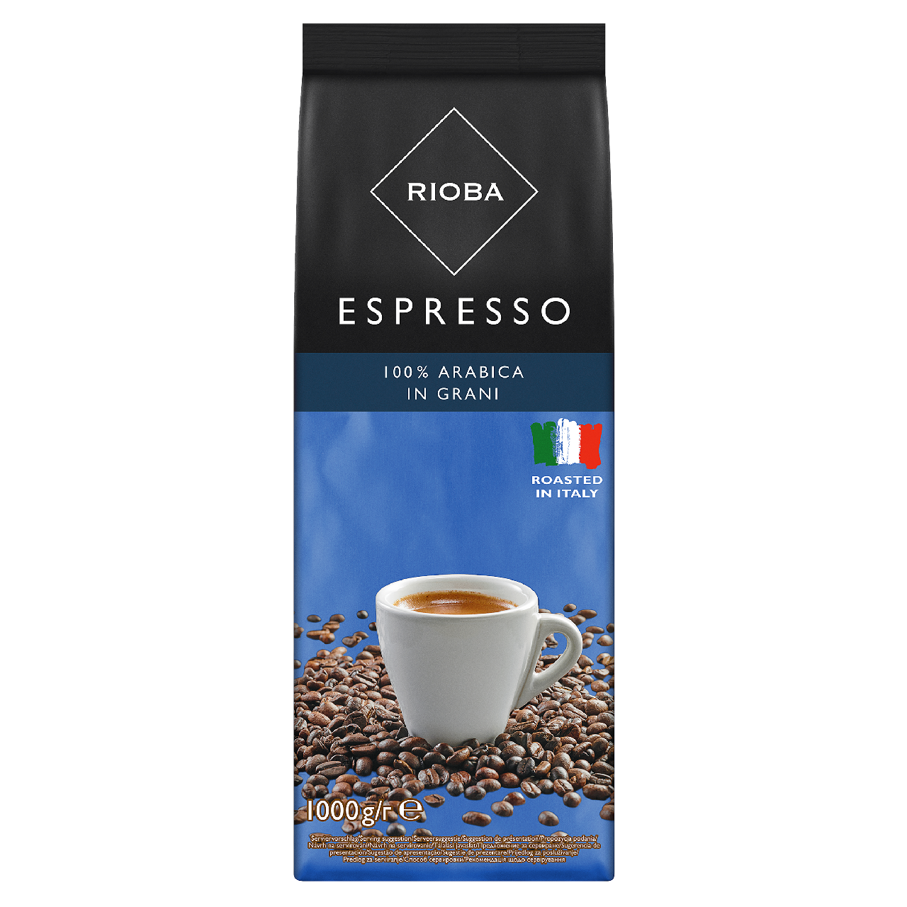 RIOBA Кофе в зернах натуральный жареный 100% арабика Espresso, 1кг купить с  доставкой на дом, цены в интернет-магазине