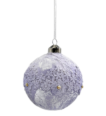 Шар елочный Christmasdeluxe с патиной и кружевом фиолетовый, 10см