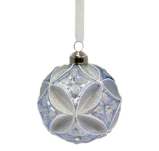 Шар елочный Christmasdeluxe резной голубой, 8см