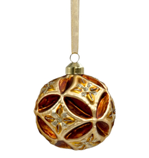 Шар елочный Christmasdeluxe резной золотой, 8см