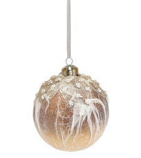 Шар елочный Christmasdeluxe с листьями кремовый, 10см