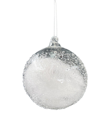 Шар елочный Christmasdeluxe с белым пером прозрачный, 10см