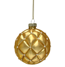 Шар елочный Christmasdeluxe кремовый и золотой, 8см