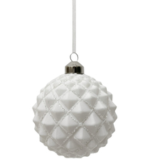 Шар елочный Christmasdeluxe фактурный с блеском белый, 10см