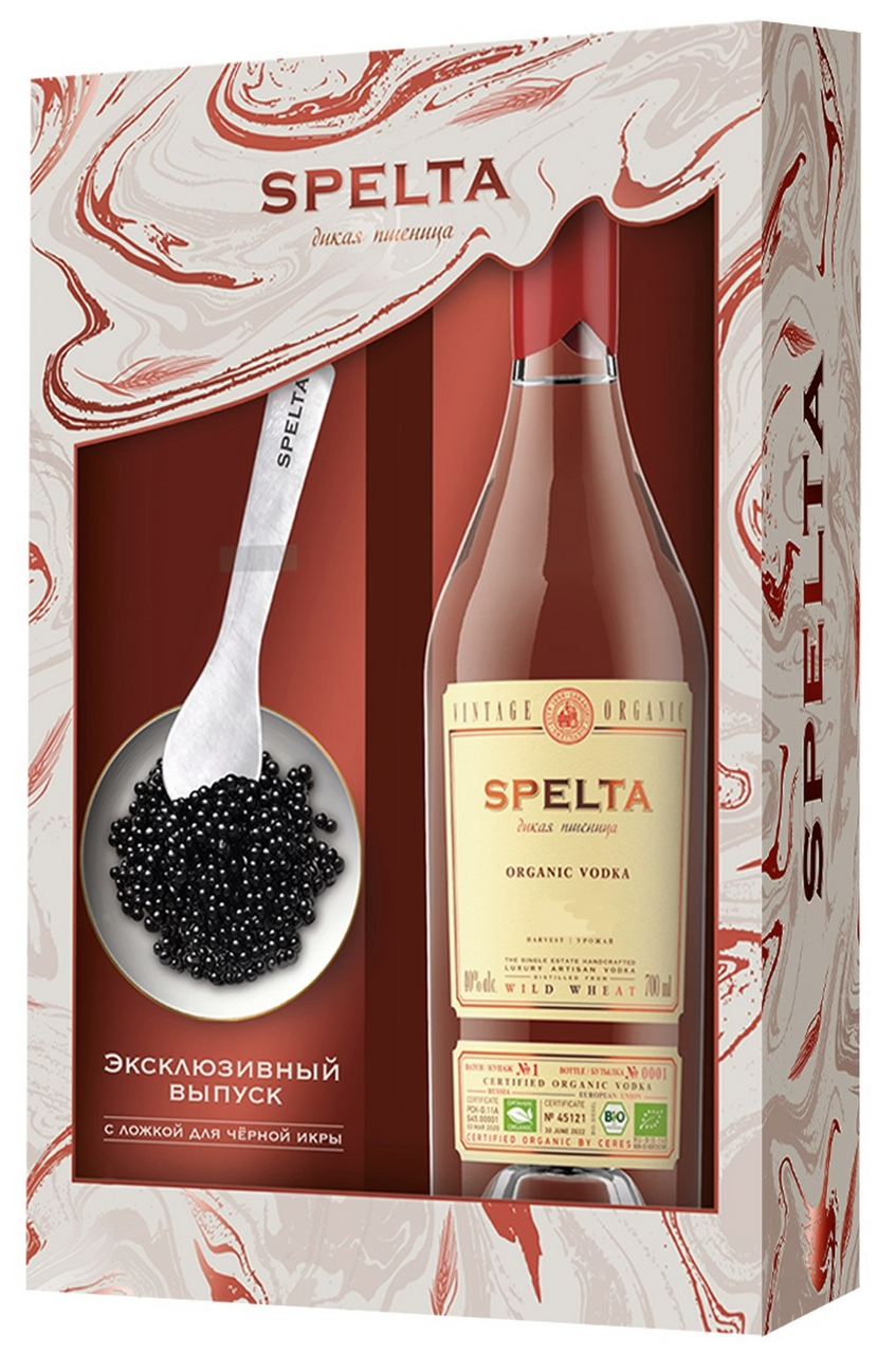 Изображение товара Водка Спельта Organic 0.5л с ложкой в подарочной упаковке