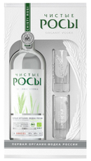 Водка Чистые Росы Organic и две стопки в подарочной упаковке, 0.7л