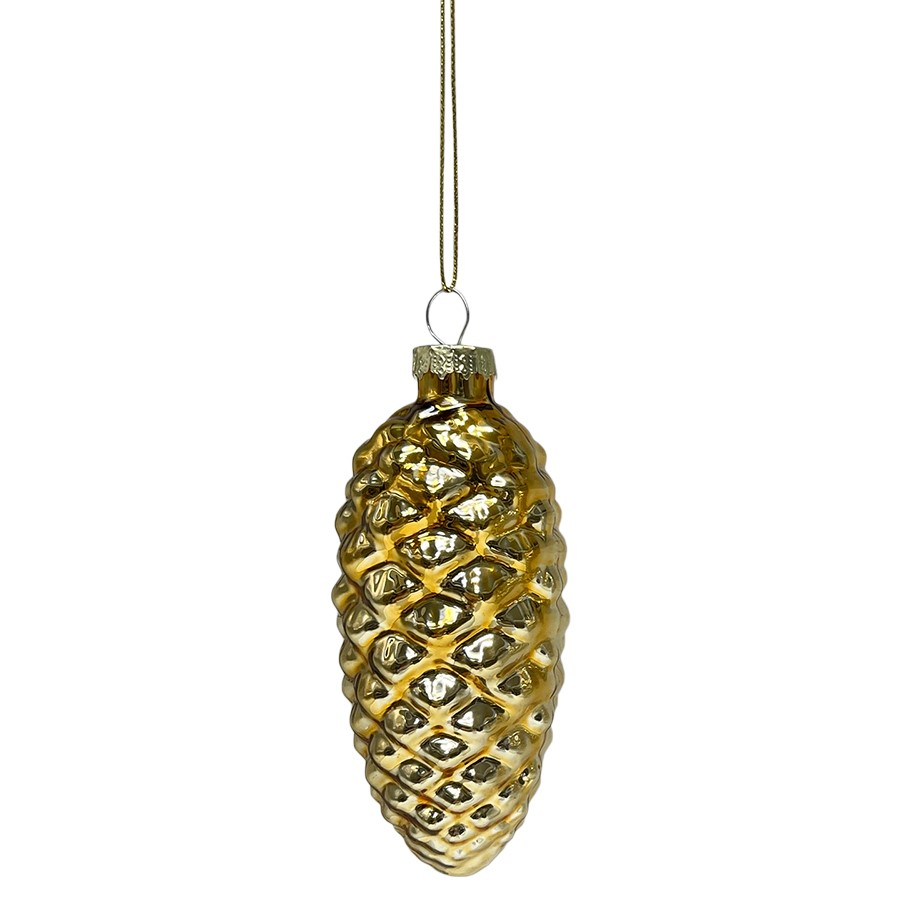 Украшение елочное Christmasdeluxe Шишка кремовое, золотое и коричневое, 10см