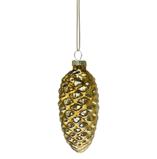 Украшение елочное Christmasdeluxe Шишка кремовое, золотое и коричневое, 10см