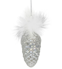 Украшение елочное Christmasdeluxe Шишка с перышками прозрачное, 10см