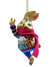 Украшение елочное Christmasdeluxe Заяц в розовом шарфе, 9.3 x 5.1 x 13.7см