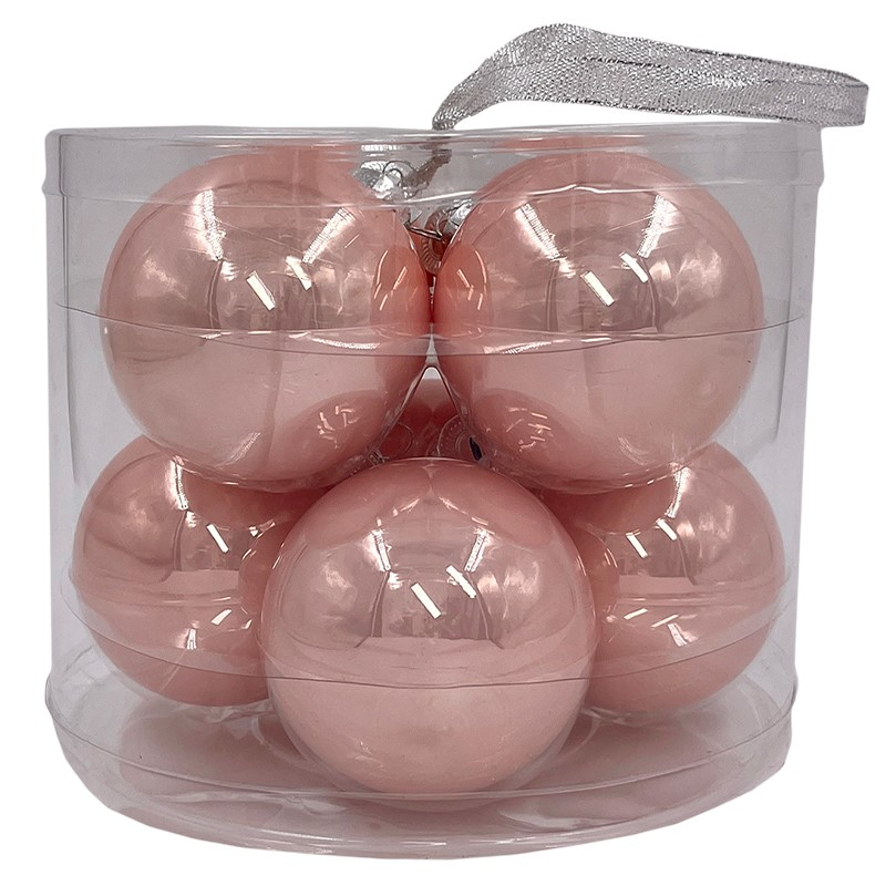 Набор елочных шаров Christmasdeluxe розовый 7см, 8шт