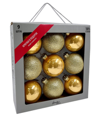 Набор елочных шаров Christmasdeluxe золотой 8см, 9шт