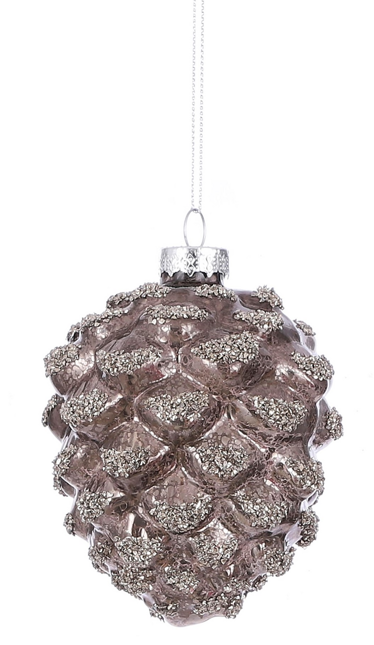 Украшение елочное Christmasdeluxe Шишка шампань и серебряная, 10см