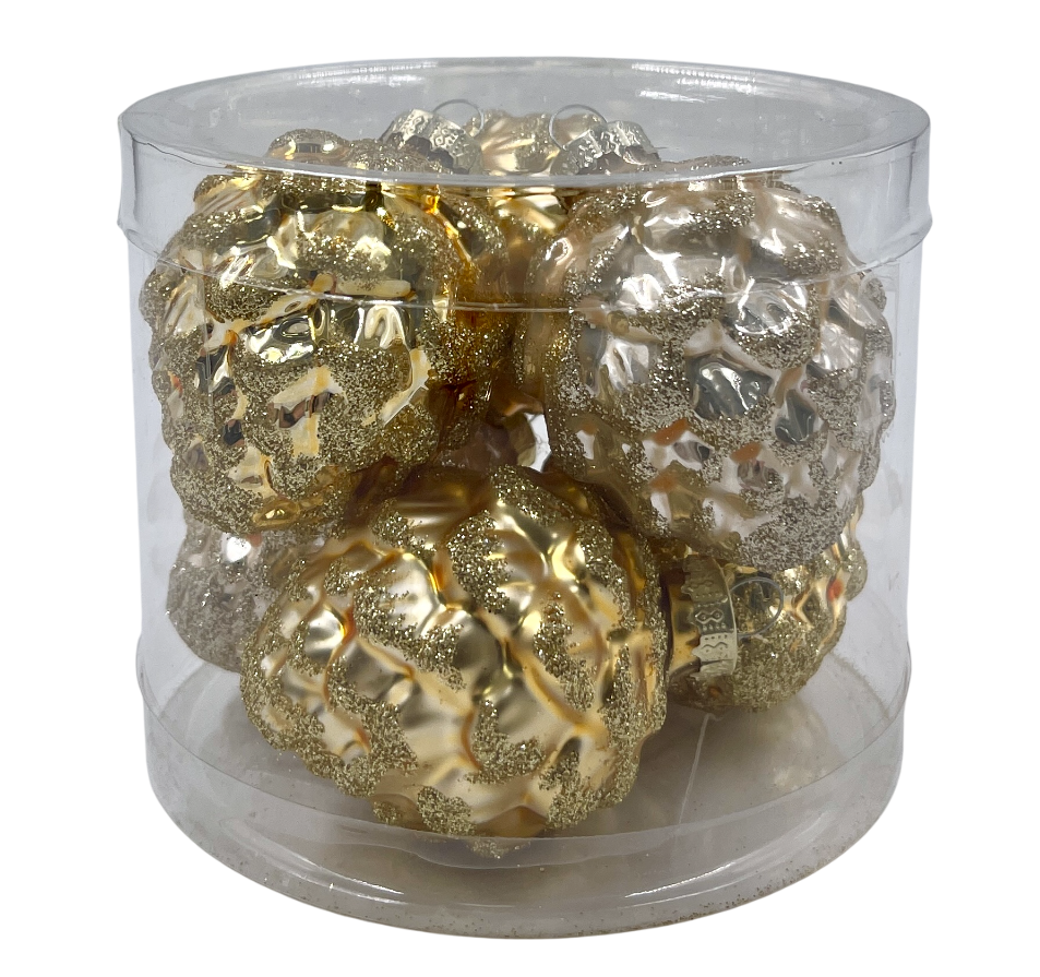 Набор елочных украшений Christmasdeluxe Шишки золотой и жемчужный 7см, 6шт