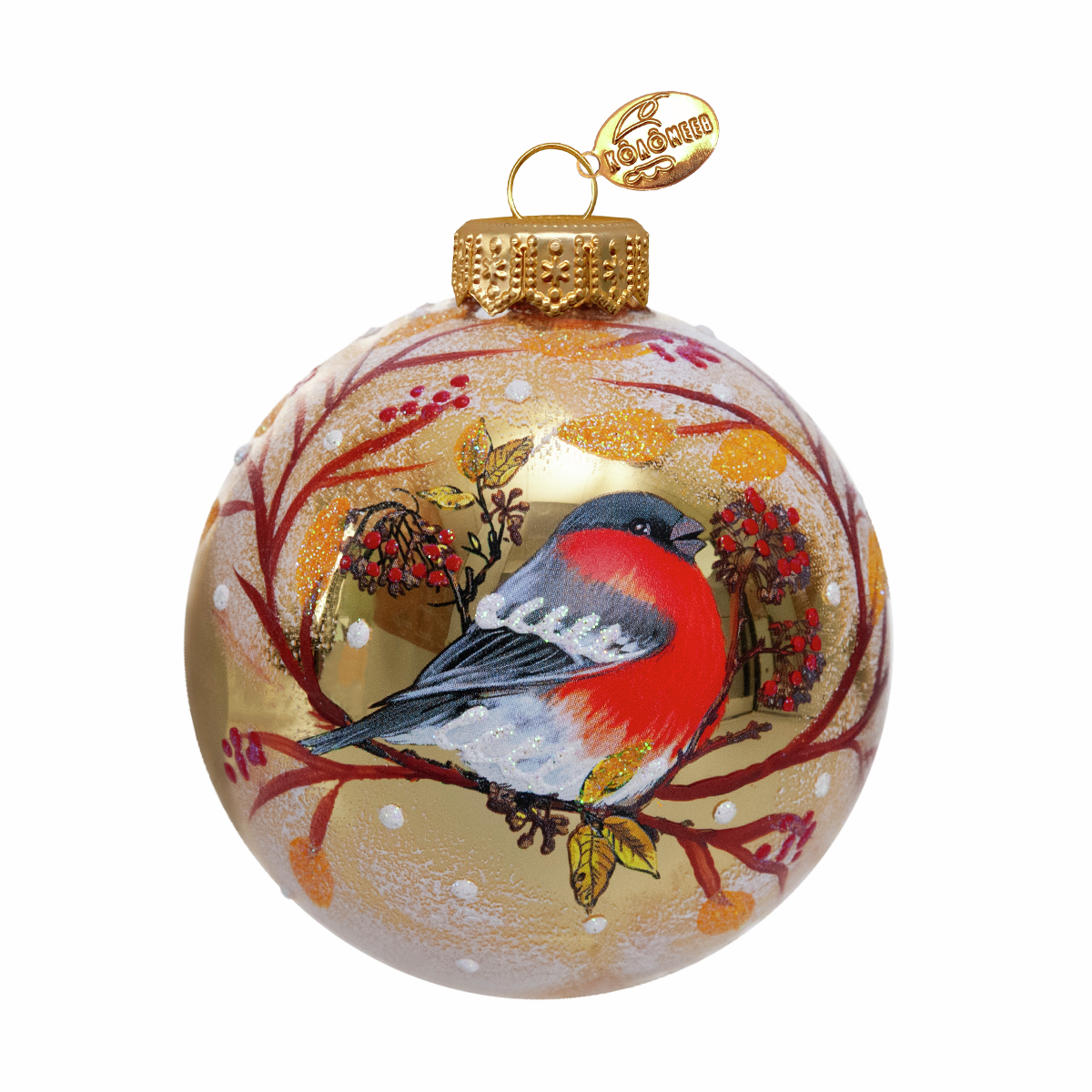 Шар елочный Коломеев Снегирь зимний, 8см