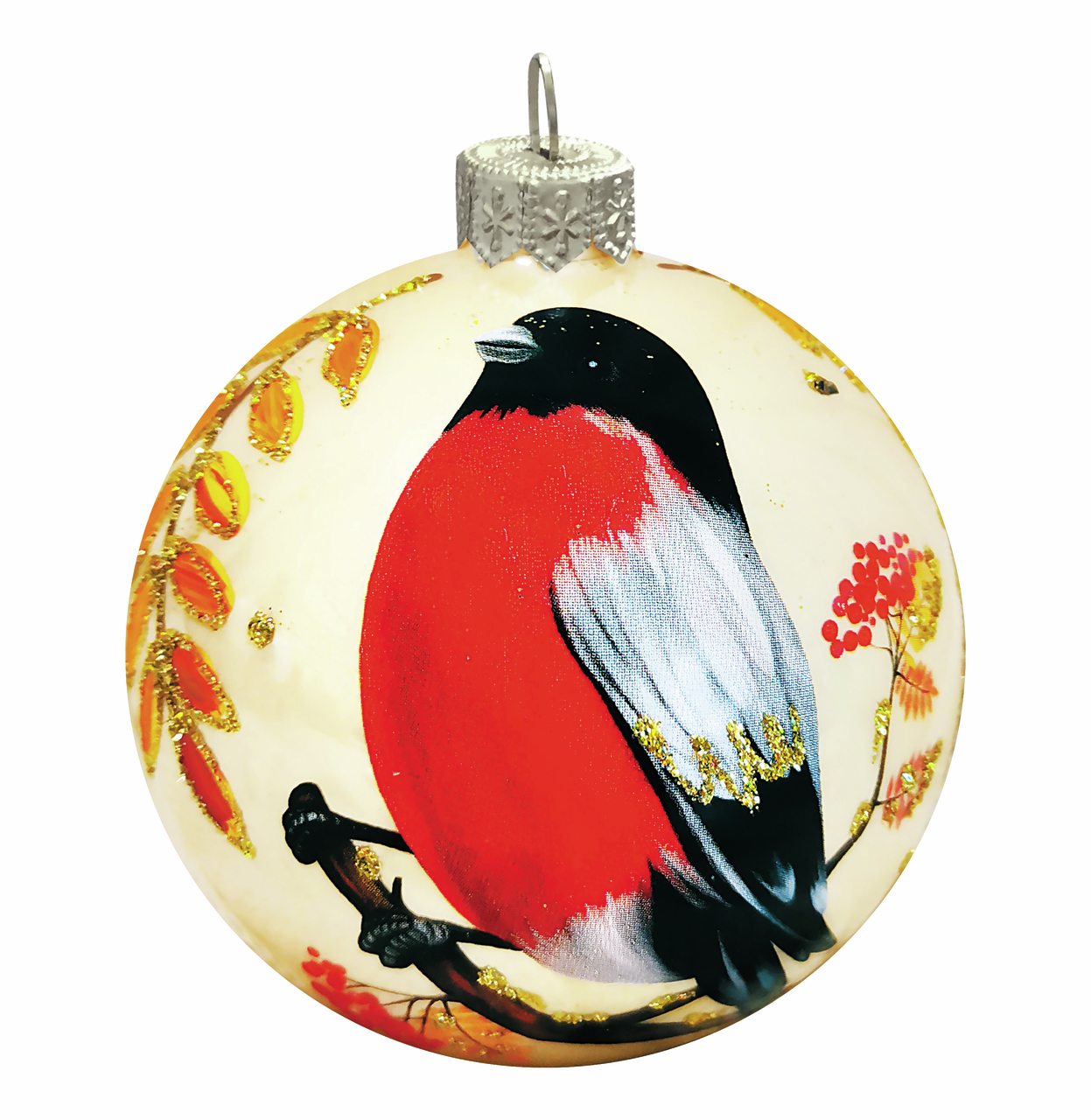 Шар елочный Коломеев Сказочный снегирь 1, 8см