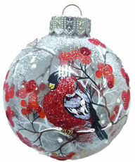 Шар елочный Коломеев Задумчивый снегирь, 10см