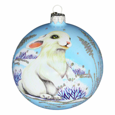 Шар елочный Коломеев Белый кролик мультицвет, 10см