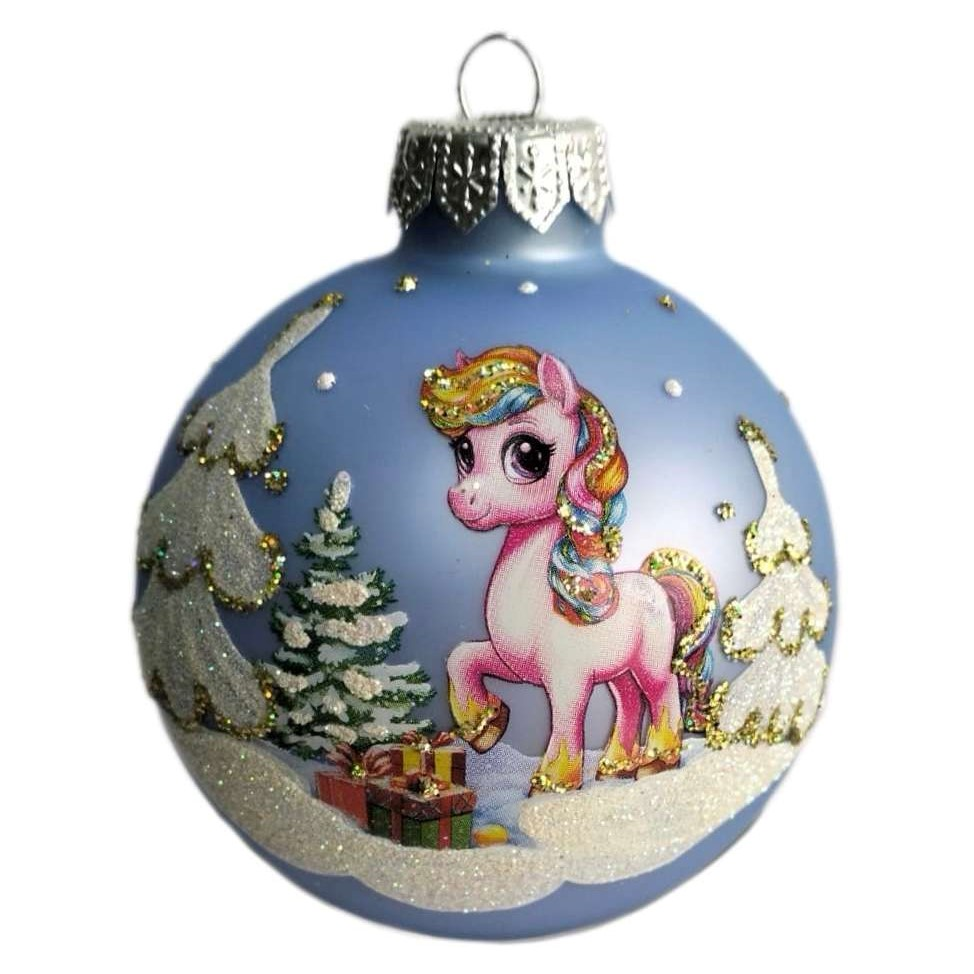 Шар елочный Коломеев Лошадка радужная, 8см