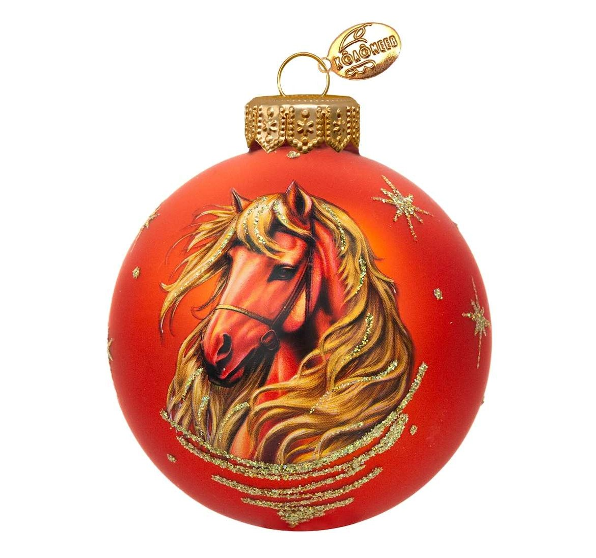 Шар елочный Коломеев Конь златогривый 1, 10см