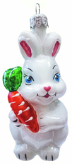 Украшение елочное Коломеев Зайчик с морковкой, 11см