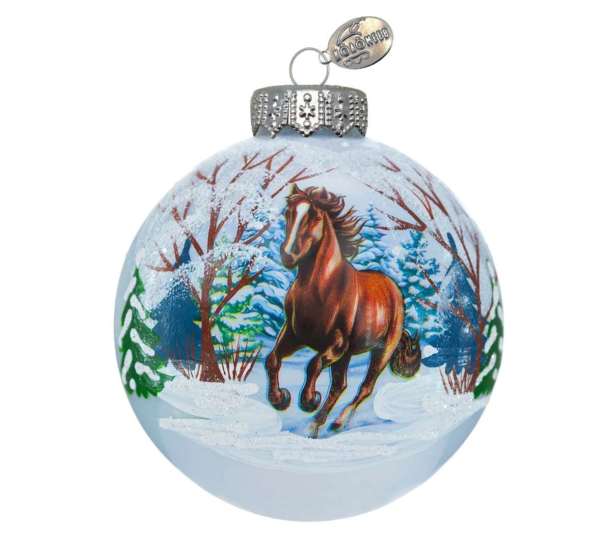Шар елочный Коломеев Лошадка быстрая, 10см