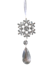 Украшение елочное B&H кружевная снежинка с кристаллом, 17см