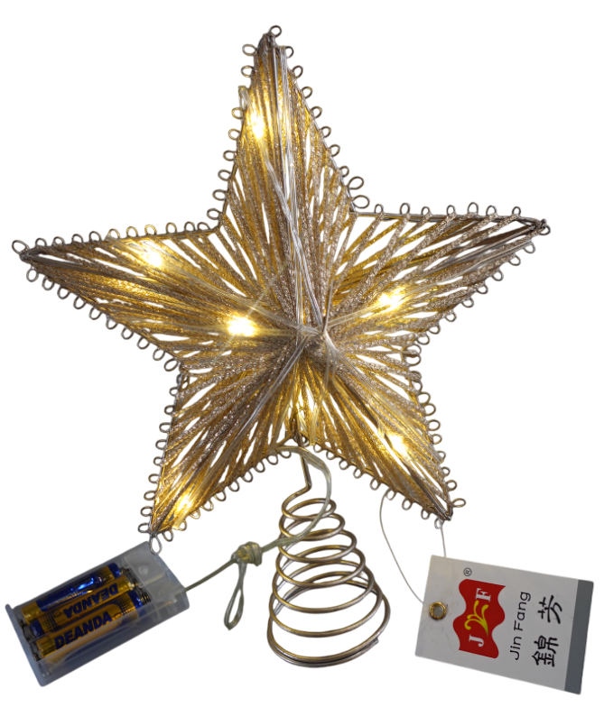 Верхушка на елку Glos Звезда золотая Led