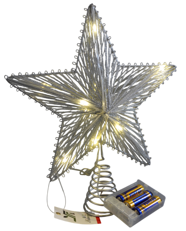 Верхушка на елку Glos Звезда серебряная Led