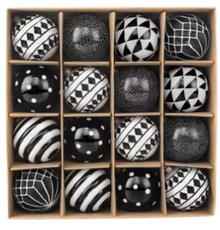 Набор елочных шаров B&H Black&White, 16шт