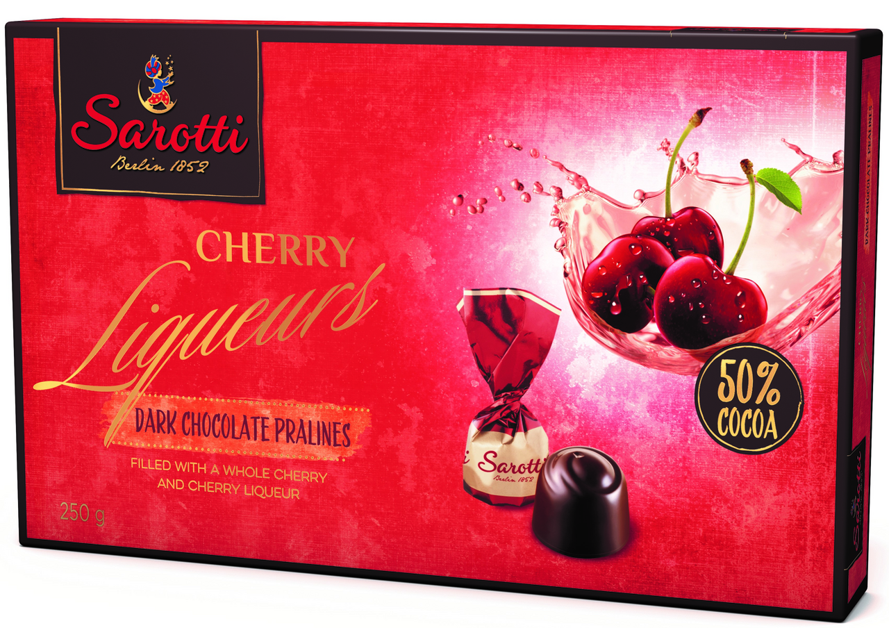 Конфеты Sarotti Cherry Liqueurs темный шоколад с вишней и ликером, 250г