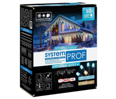 Электрогирлянда сосульки Glos System Prof 38Led голубой и 12Led теплый белый, 3 x 0.4м