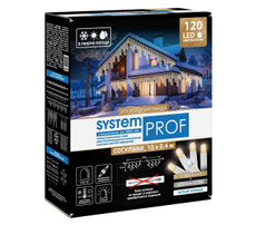 Электрогирлянда сосульки Glos System Prof 100Led теплый белый и 20Led холодный белый, 3 x 0.4м