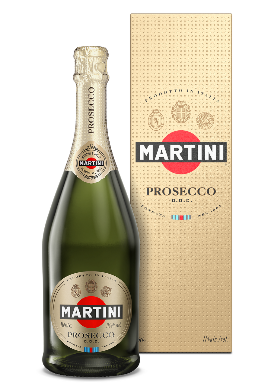 Вино игристое Martini Prosecco Просекко в подарочной упаковке белое сухое, 0.75л