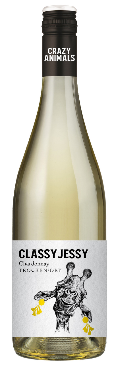 Изображение товара Вино Crazy Animals Classy Jessy Chardonnay белое полусухое, 0.75л