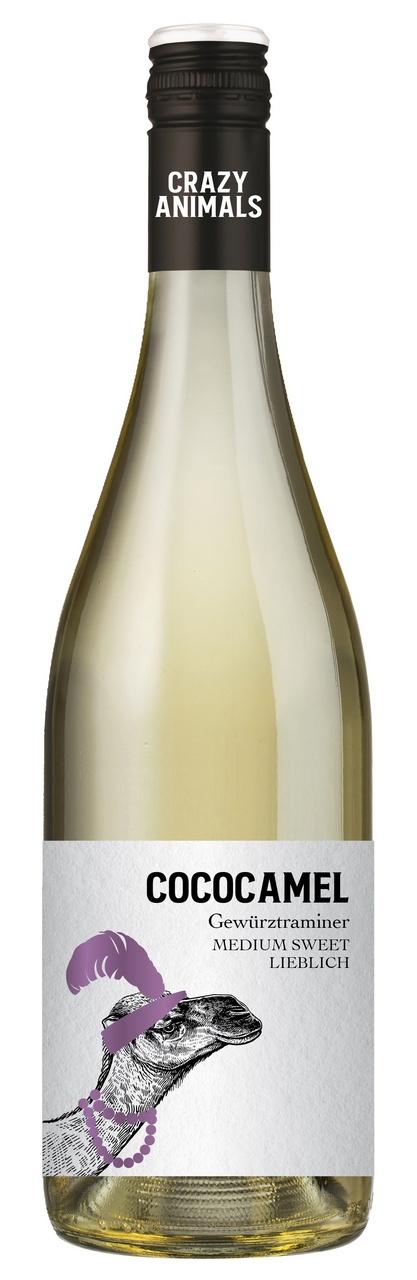 Изображение товара Вино Crazy Animals Cococamel Gewurztraminer белое полусладкое, 0.75л