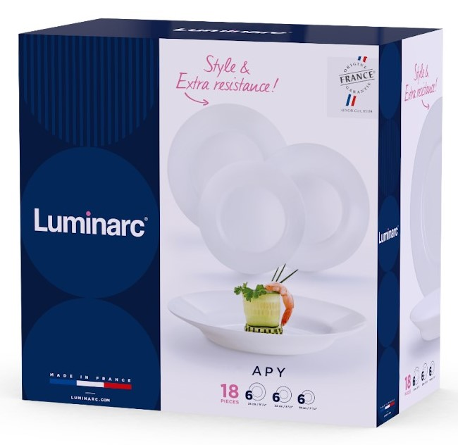 Изображение товара Столовый набор Luminarc Apy 18 предметов стекло стильный и долговечный