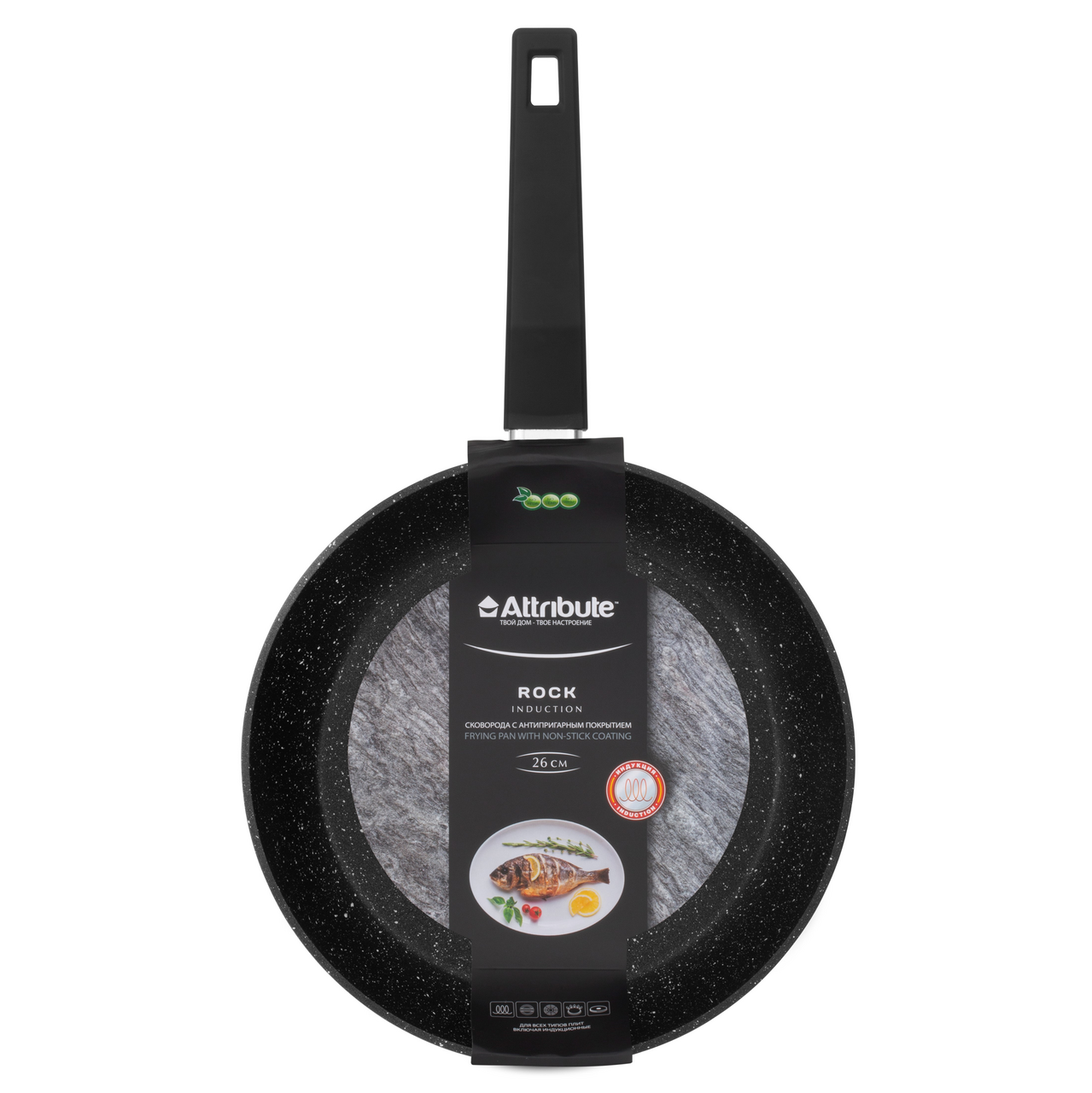 Изображение товара Сковорода Attribute Rock 26см для индукционной плиты с антипригарным покрытием
