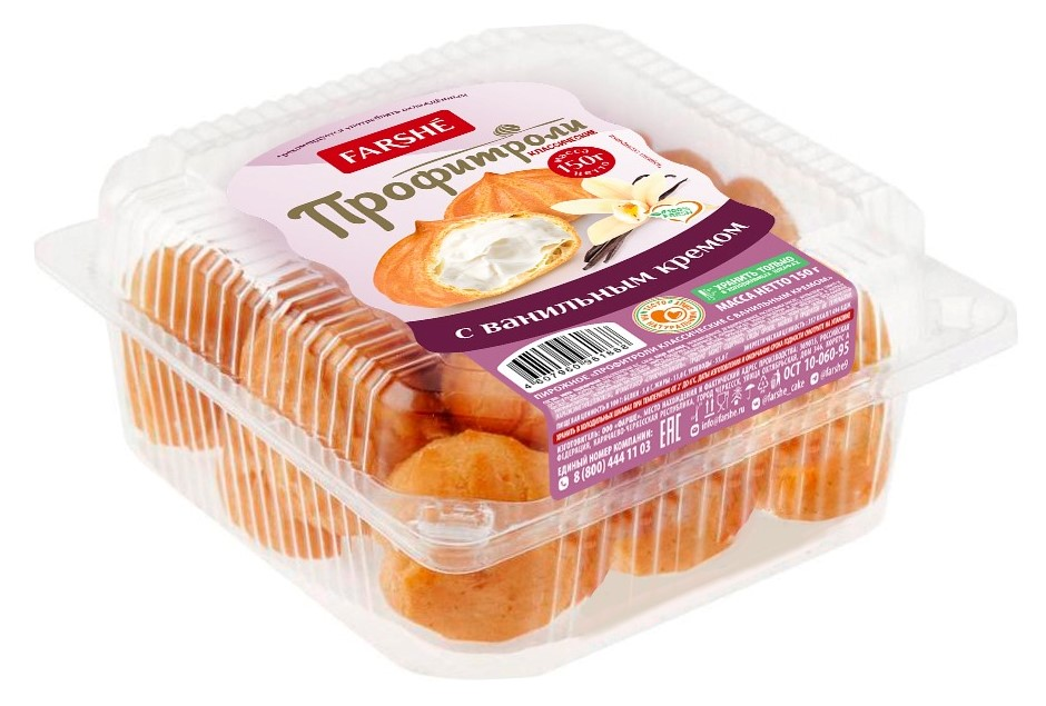 Пирожное Farshe Профитроли с ванильным кремом, 150г