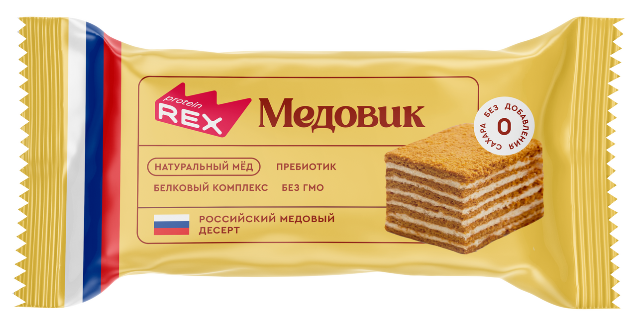 Изображение товара Пирожное протеиновое ProteinRex Медовик без сахара, 40г