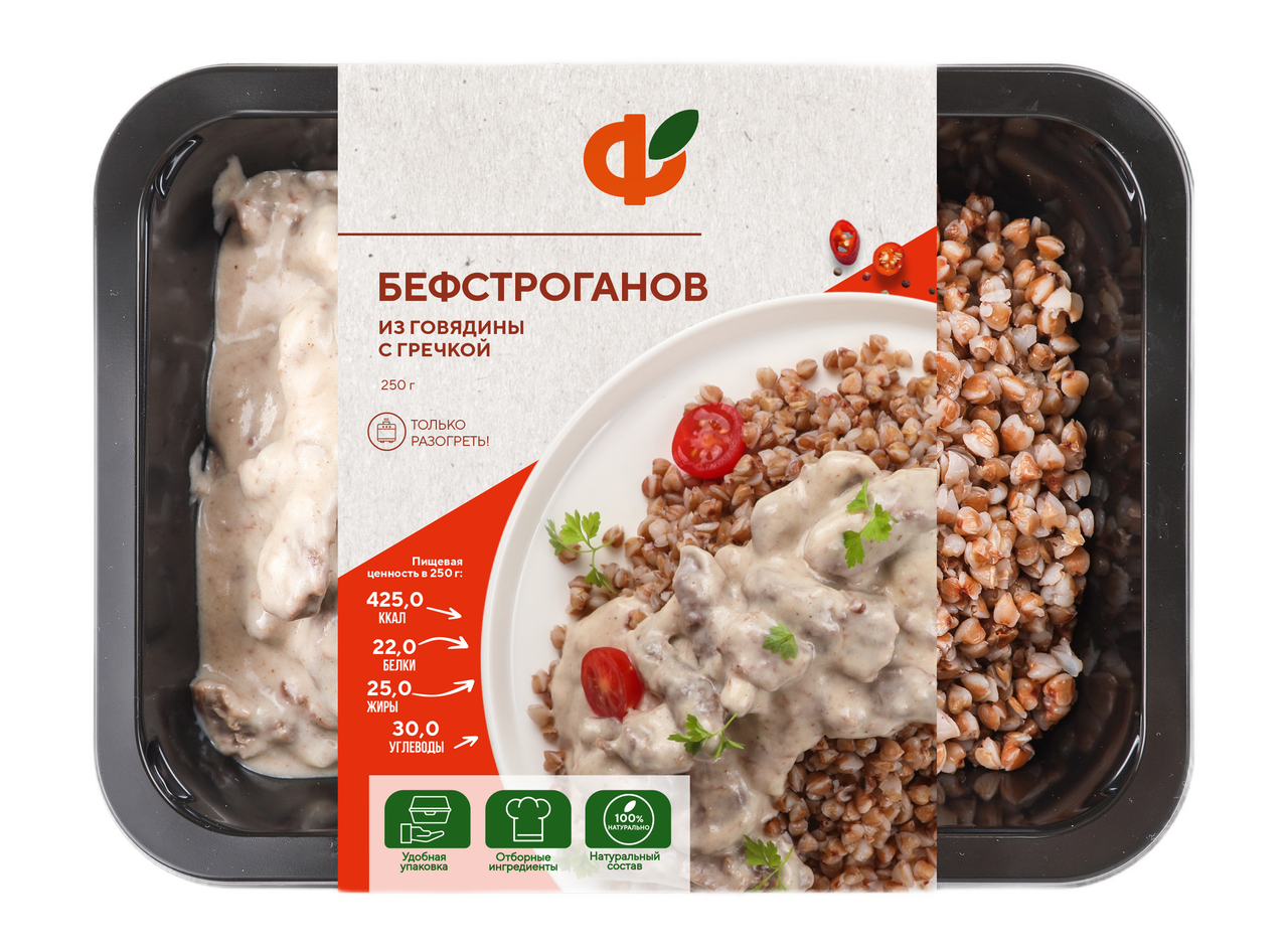 Бефстроганов Фабрика здорового питания говядина и гречка, 250г