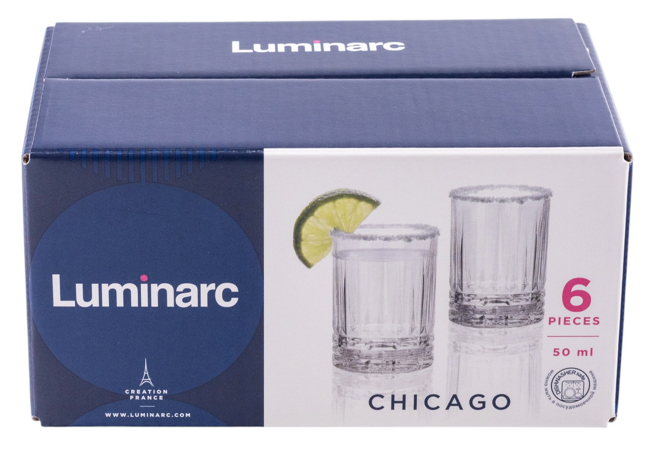 Изображение товара Набор стопок Luminarc Чикаго 50мл 6 штук высокий качество стильный дизайн