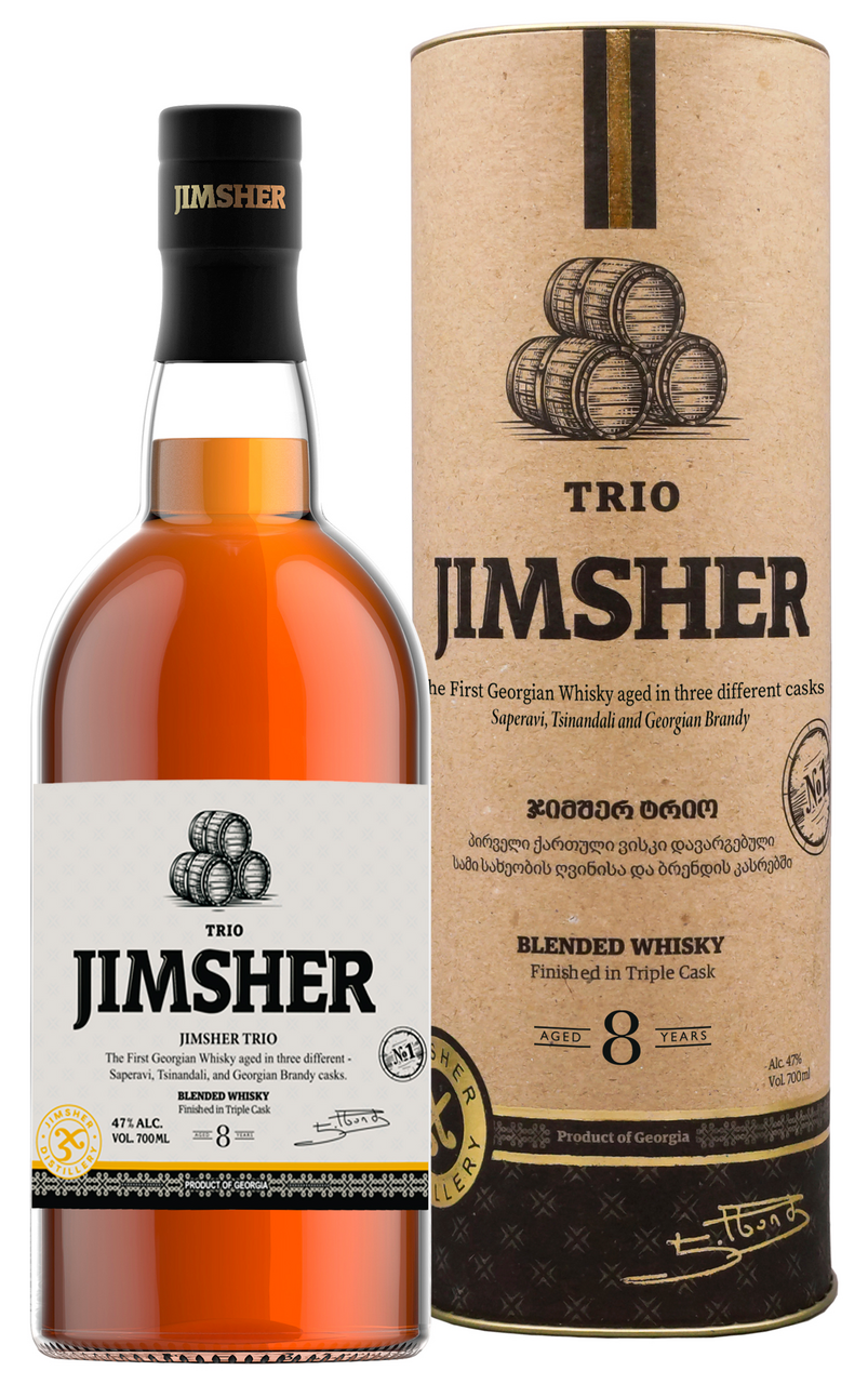 Изображение товара Виски Jimsher Trio 8 лет в тубе 0.7л с грузинской выдержкой